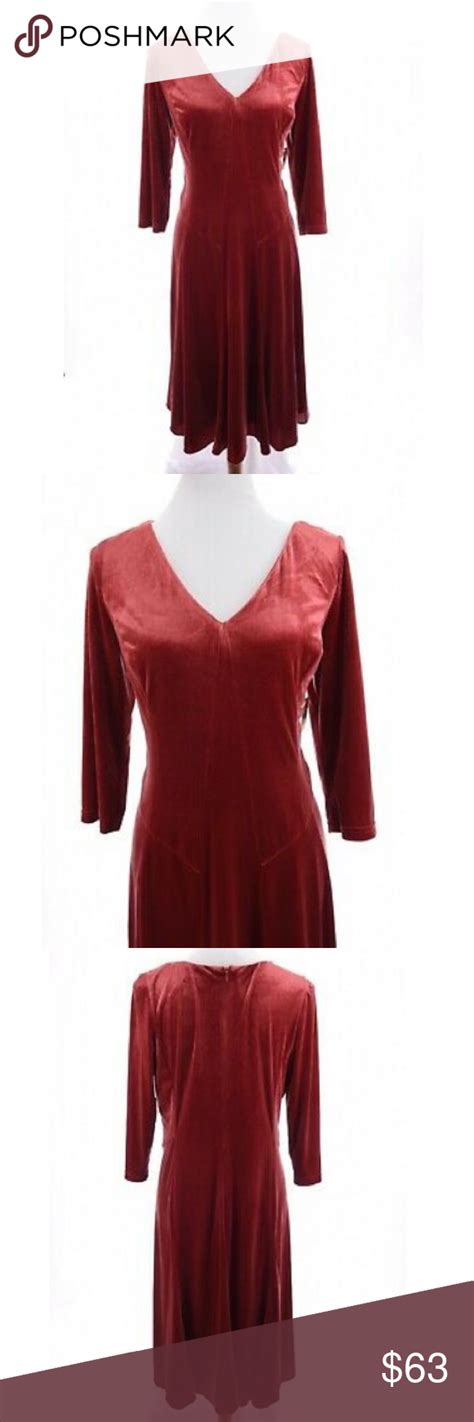 Coldwater Creek Velvet V Neck Fit And Flair Dress Flair Dress