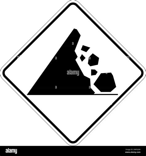 Road Warning Sign Mountain Rocks Falling Symbol Stock Vector Image