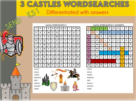 3 Castles Differentiated Word Searches Teaching Resources