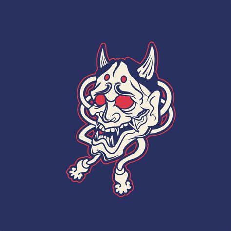 Japanese Demon Oni Mask Logo Design Illustration 46576023 Vector Art At