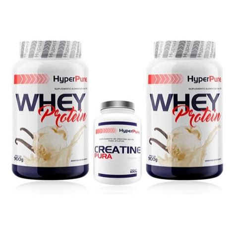 Kit 2x Whey Protein 900g Creatine 100g Hyper Pure Em Promoção