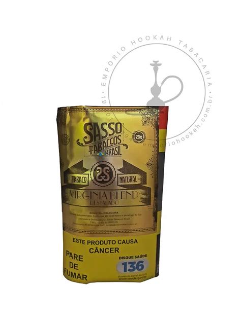 Tabaco Sasso Virginia Blend 25g Dourado Empório Hookah