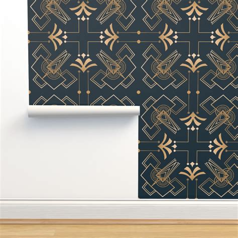 Elegant Art Deco Retro Design Gold And Wallpaper Spoonflower