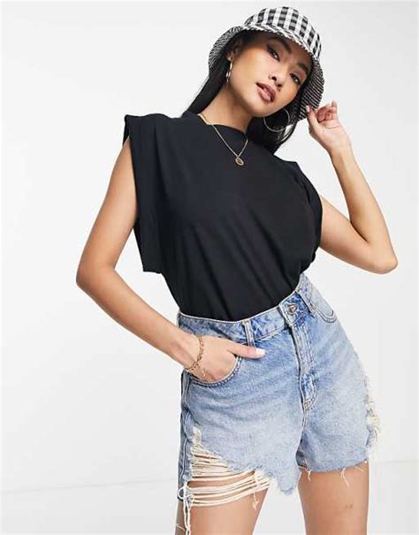 Asos Design Oversized T Shirt With Roll Sleeve In Black Asos