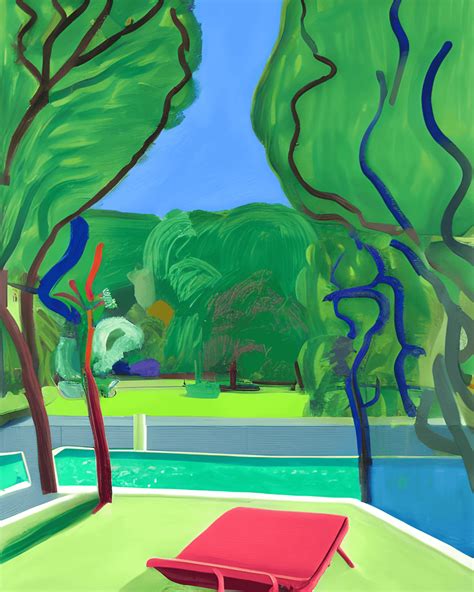 David Hockney Style Summer Mood Tone Painting Without Human Creative