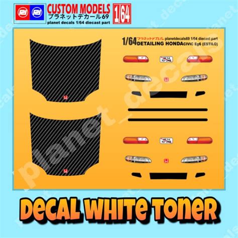 Decal White Toner Hot Wheels Detailing Honda Civic Eg6 Carbon Shopee Philippines