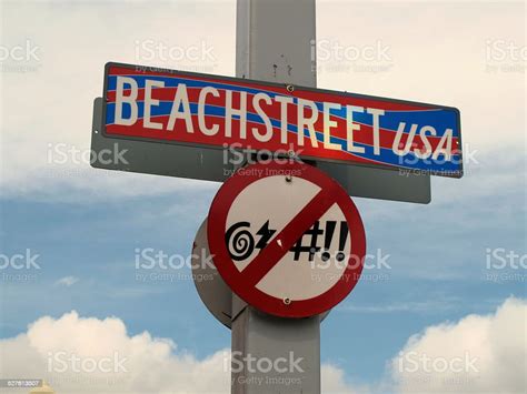 No Swearing Beachstreet Usa Road Sign Virginia Beach Stock Photo