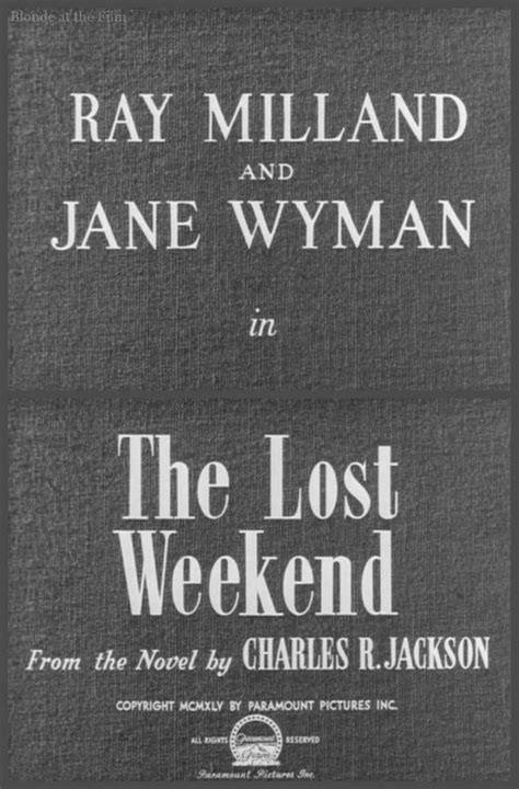 The Lost Weekend (1945) – The Blonde at the Film