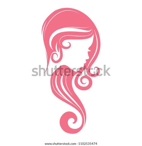 Pink Vector Icon Girl Silhouette Wavy Stock Vector Royalty Free