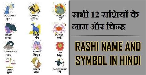 सभी 12 राशियों के नाम और चिन्ह Rashi Name And Symbol In Hindi Gyan