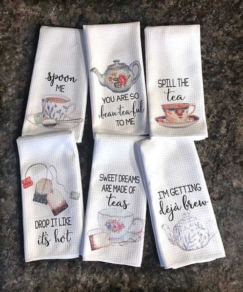 Kitchen Tea Towels With Funny Sayings For Tea Lovers Etsy