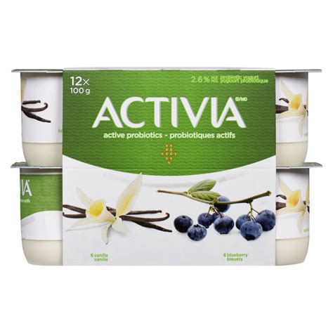 Activia Yogourt Probiotique Bleuets Vanille 12x100g Plaisirs Laitiers