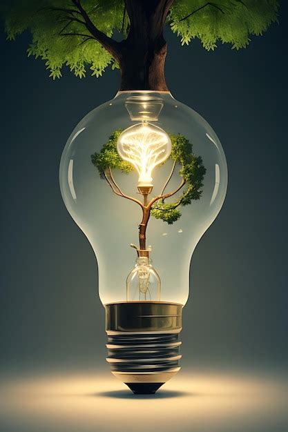 Premium AI Image Beautiful Light Bulb With Tree Inside