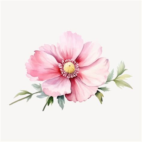 Delicate Watercolor Pink Flower Premium AI Generated Vector