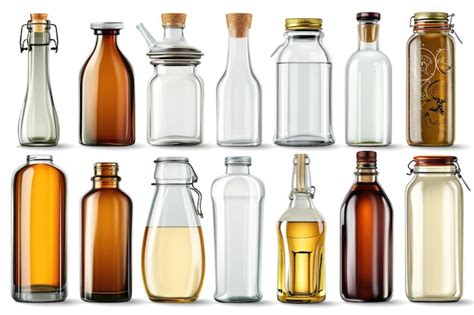 A Variety Of Glass Bottles And Jars Isolated On White Premium Ai