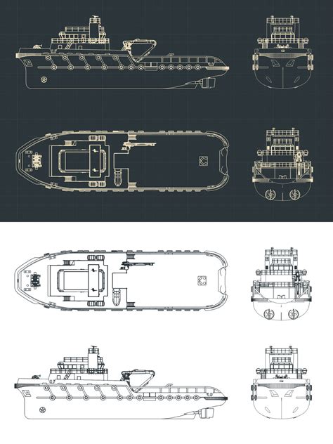 Anchor Handling Tug Blueprints 45683395 Vector Art At Vecteezy