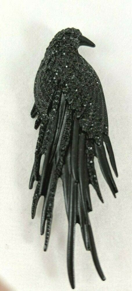 Simply Vera Wang Goth Black Bird Jeweled Raven Crow Brooch Pin Nwt