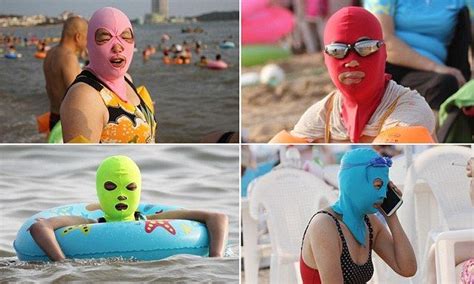 New Craze Sees Beach Goers In China Wearing Colourful Face Kini