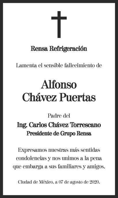 Señor Alfonso Chávez Puertas Obituario Esquela