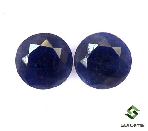 2 14 Carats Certifié Naturel Bleu Saphir Rond Coupe Paire 6 MM à