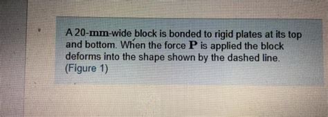 Solved A 20 Mm Wide Block Is Bonded To Rigid Plates At Its