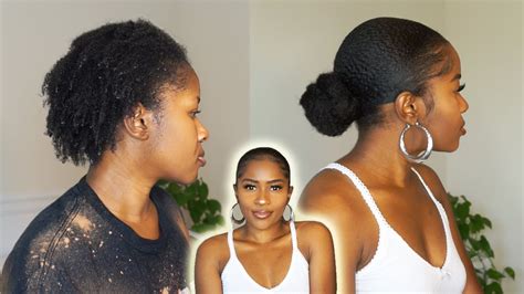 How To Do A Low Sleek Bun On Soaking Wet 4c Natural Hair Using Edge Booster Gelmona B Youtube