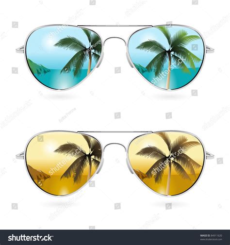 Aviator Sunglasses With Tropical Reflection Stock Vector Illustration 84911620 Shutterstock