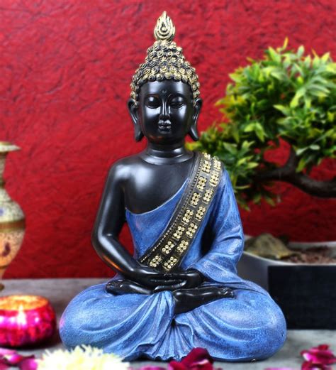 Buy Blue Resin Meditating Buddhist Buddha Idol By Statue Studio At 100