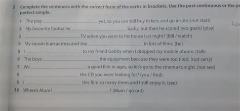 Complete The Sentences With The Correct Form Of The Verbs In E The Past Continuous