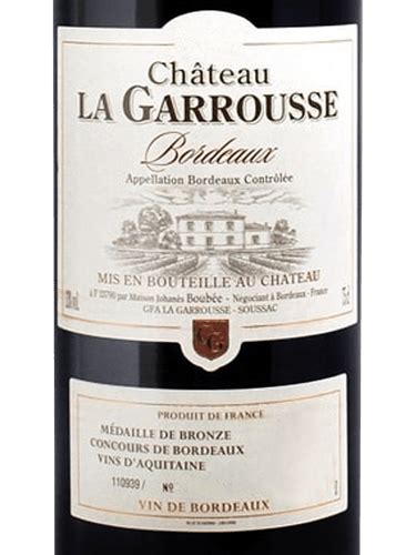 Johanès Boubée Château La Garrousse Bordeaux Vivino US