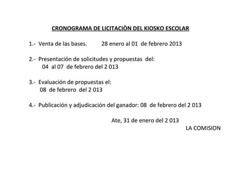 2013 1208 sfa bases de licitación del kiosko escolar PDF