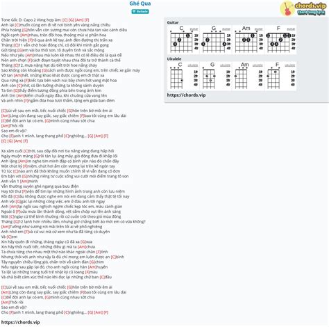 Hợp âm Ghé Qua Cảm âm Tab Guitar Ukulele Lời Bài Hát Chordsvip