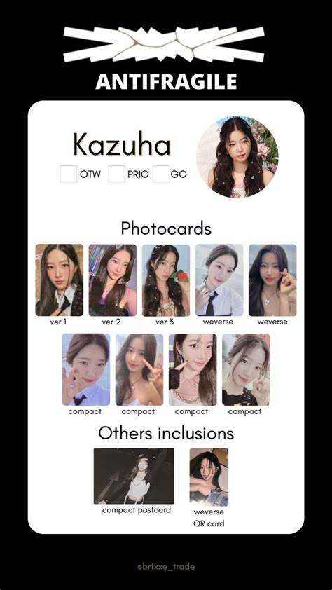 Le Sserafim Antifragile Kazuha Photocards Template Photo Card Template Photo Cards Photocard