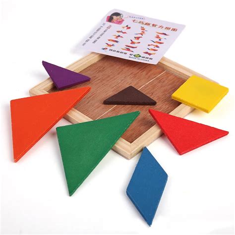 Ahşap yap boz tahtası seti renkli Tangram 3D bulmaca bebek Montessori