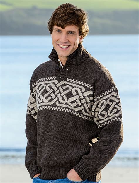 Irish Sweaters Brown Sweater Irish Wool Sweater Mens