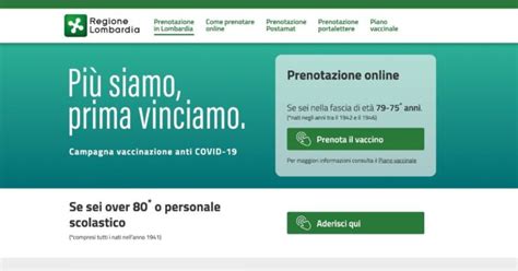 Lombardia Al Via Le Prenotazioni Del Vaccino Covid Sul Portale Di