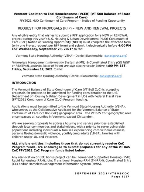 Fy Hud Continuum Of Care Notice Of Funding Opportunity Doc Template