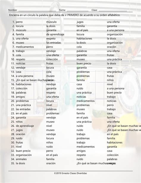 Common Nouns 2 Alphabetical Order II Spanish Worksheet Teaching Resources