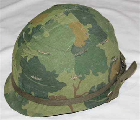 T006. VIETNAM M-1 HELMET WITH LINER & CAMO COVER - B & B Militaria