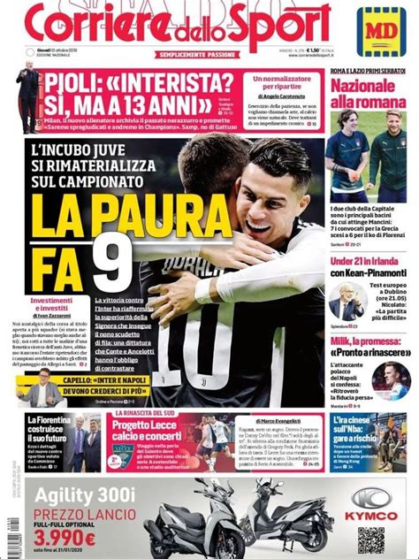 Corriere Dello Sport Italia Jueves 10 De Octubre De 2019 Infobae