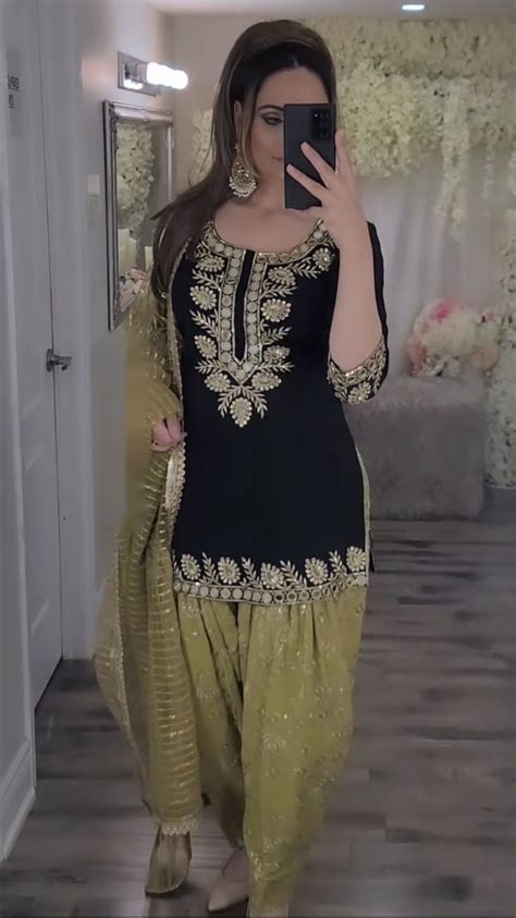 Black Punjabi Dhoti Salwar Kameez With Heavy Embroidery Work Etsy