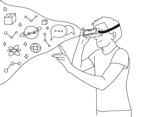 Vector illustration of a person holding virtual reality glasses. VR