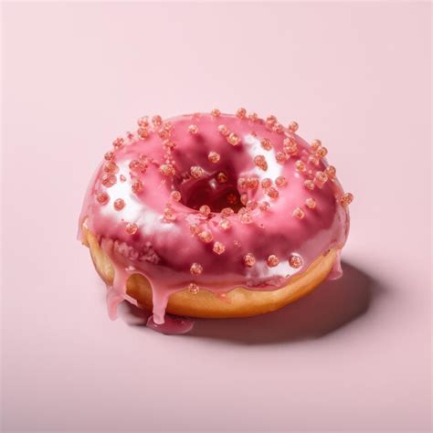 Premium Ai Image Pink Glazed Donut Generative Ai