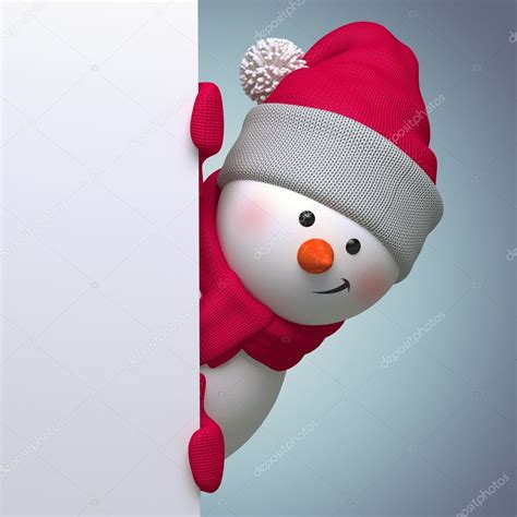 Snowman With Blank Page Stock Photo Wacomka