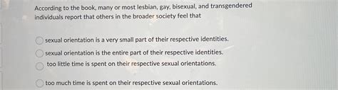 Solved According To The Book Many Or Most Lesbian Gay Chegg