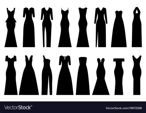 Set Of Silhouettes Evening Dresses Royalty Free Vector Image