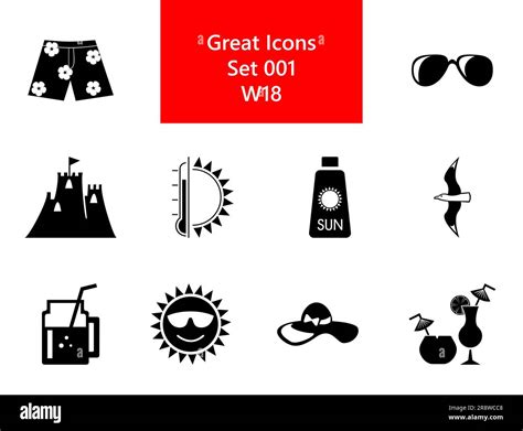 Beach Icons Set Stock Vector Image And Art Alamy