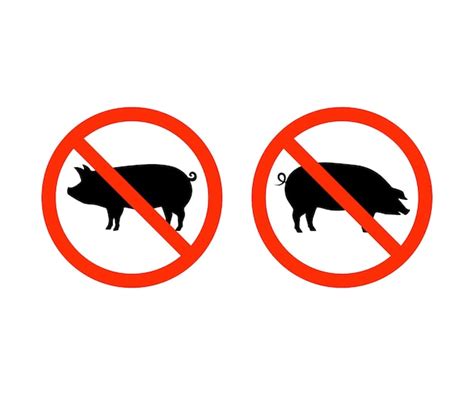 Premium Vector | No pork icon. pork prohibition sign. no pig sign ...