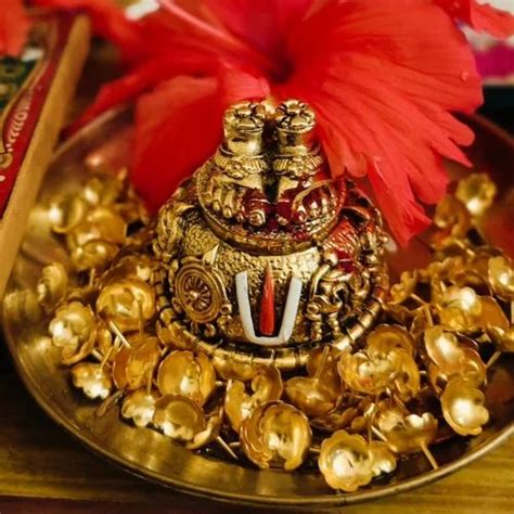 Lord Venkateswara Feet With Shanku Chakra Namam Gold Plated Balaji