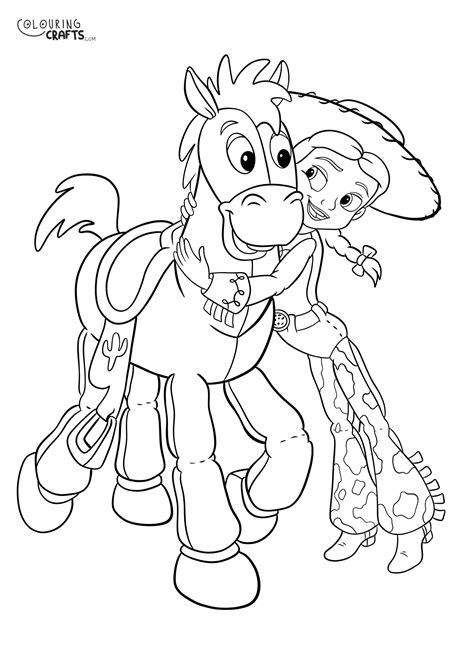 Toy Story Jessie And Bullseye Colouring Page Colouring Crafts